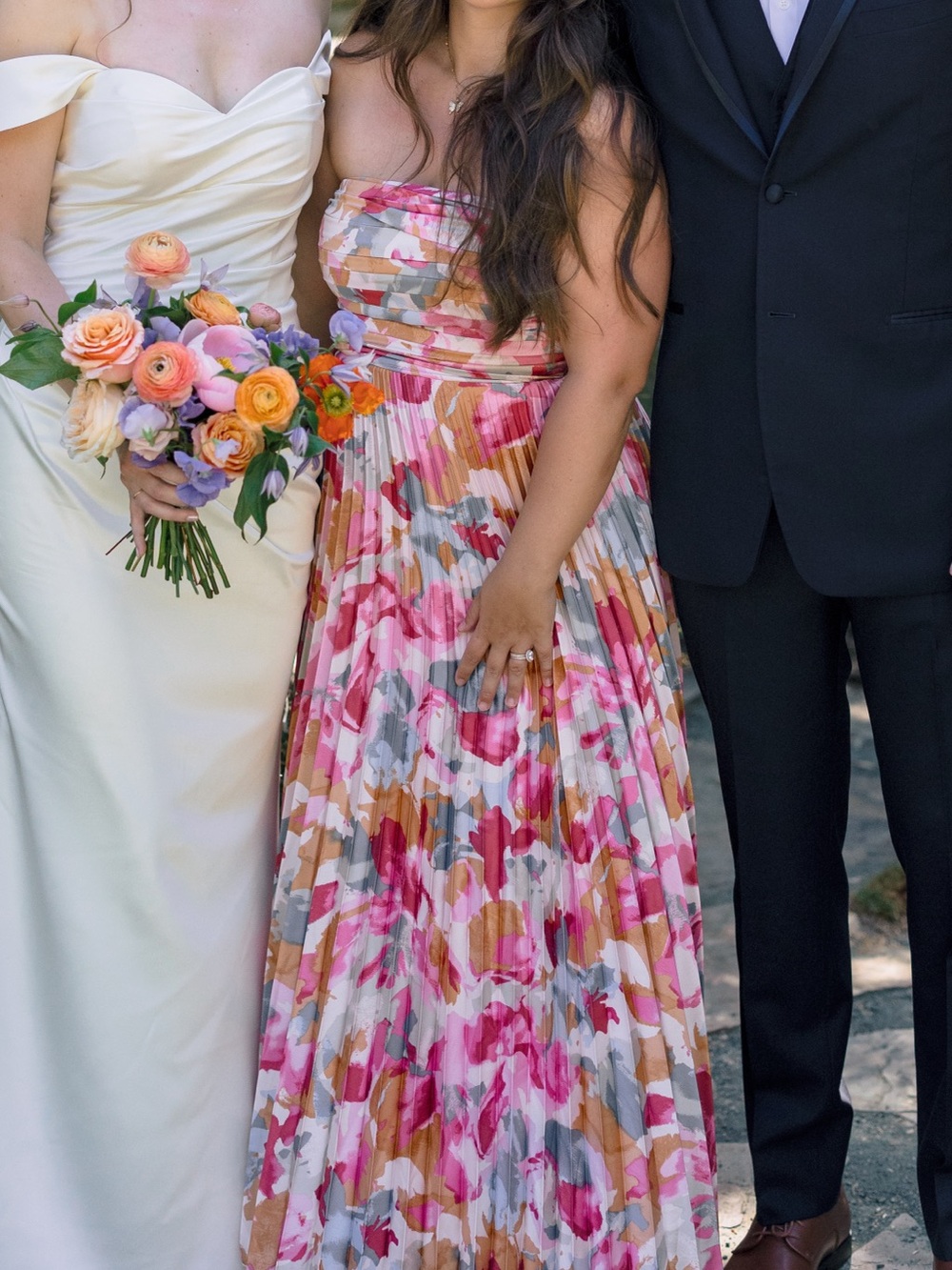 Giselle Strapless Drama Maxi Dress - Pink Multi-Color Pleated Maxi Dress - Picture 3 of 3